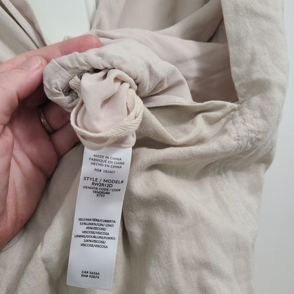 NEW SPLENDID Kianna Wide Leg Jumpsuit Beige Linen/Viscose Blend Sz XL NWT $118 - Picture 9 of 11